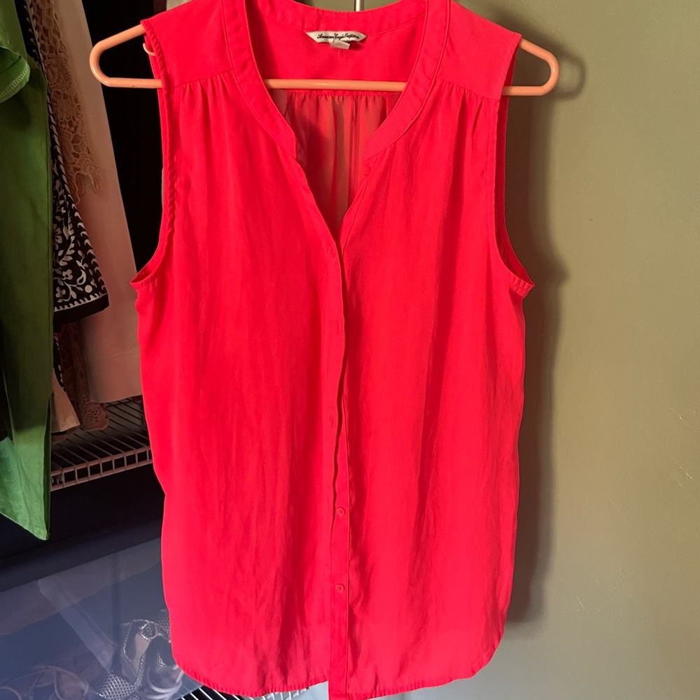 American Eagle Outfitters Bright Red Sleeveless Blouse